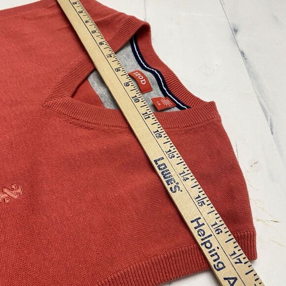 Lot of 2 V Neck IZOD Red Orange & WH Belk Blue Cotton Sweater Vests Men's Size L - Picture 10 of 16